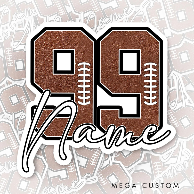Personalized America Football and Rugby Sticker with Custom Name and Number for Sport Lovers