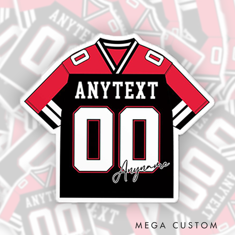 Personalized American Football Player Jersey Sticker with Custom Player Name and Number
