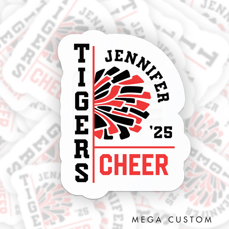 Personalized Sport Cheerleader Sticker – Customize with Your Team Name and Number
