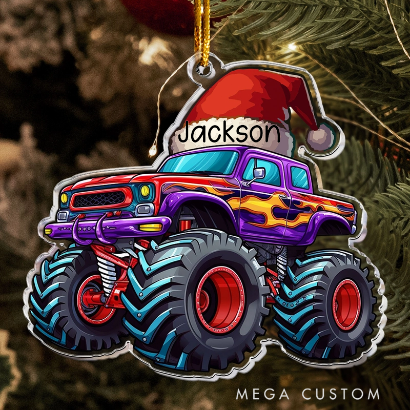 Personalized Monster Truck Christmas Hat Ornament Custom Name Christmas Tree Decoration Gifts
