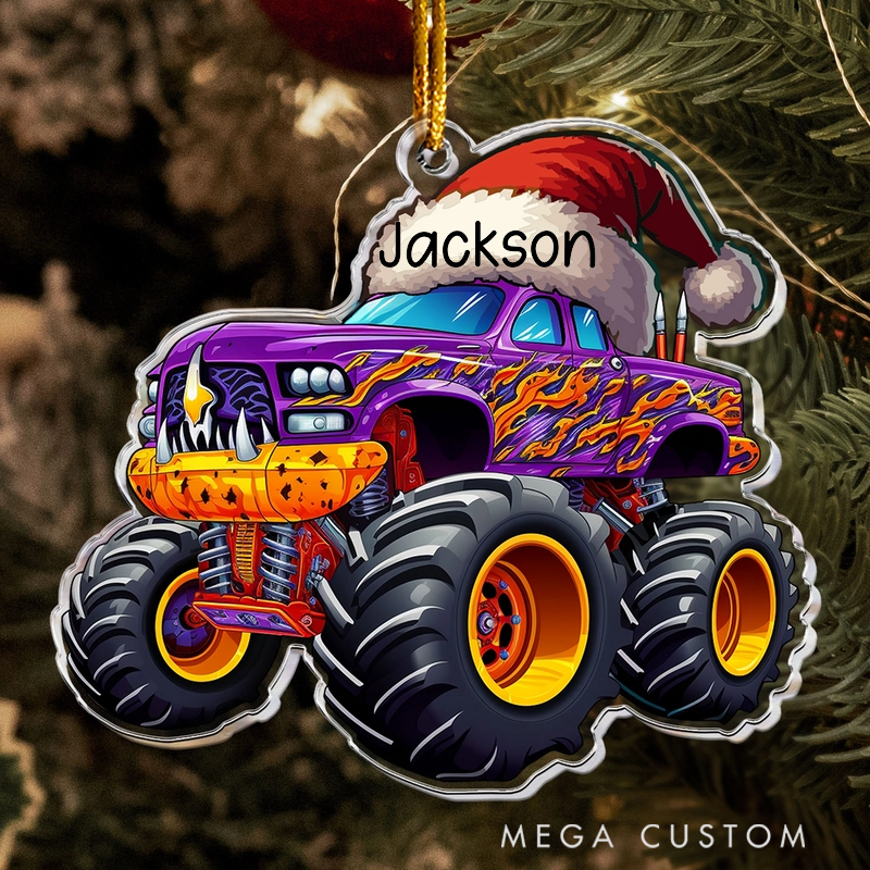 Personalized Monster Truck Christmas Hat Ornament Custom Name Christmas Tree Decoration Gifts