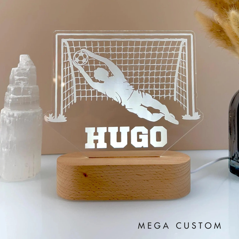 Personalized Soccer Goalkeeper Night Light with Custom LED Lamp for Player Name