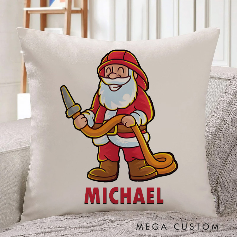 Personalized Firefighter Pillow Cheerful Firefighter Gnome Design Appreciation Gift for Firemen