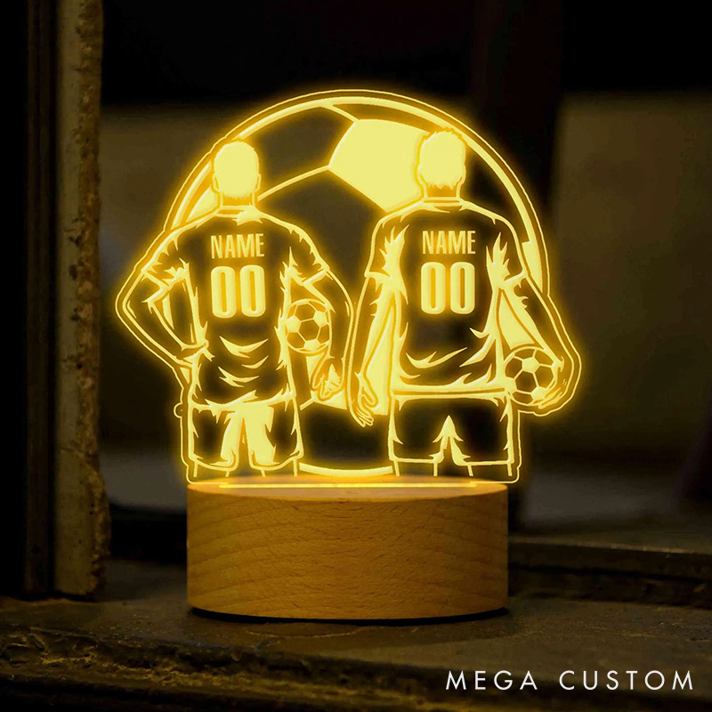 Personalized Soccer Player LED Night Light with Custom Name and Number for Boys Gift