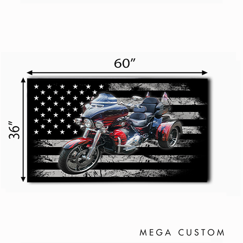 Personalized Photo Trike Motorcycle Flag Custom Photo Wall Hanging Gift for Bikers and Motorcycle Fans