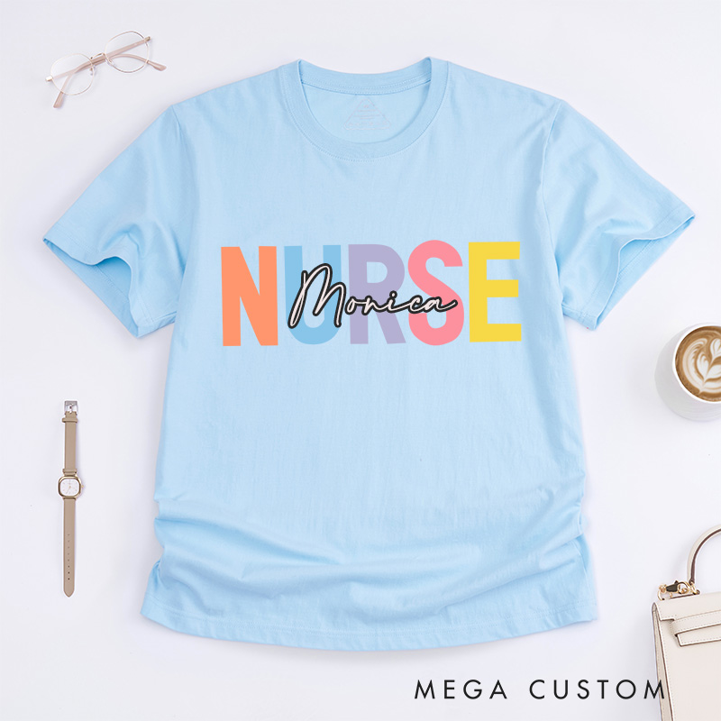 Personalized Nurse T-Shirts Colorful Nurse Pride Fashion Design T-Shirts