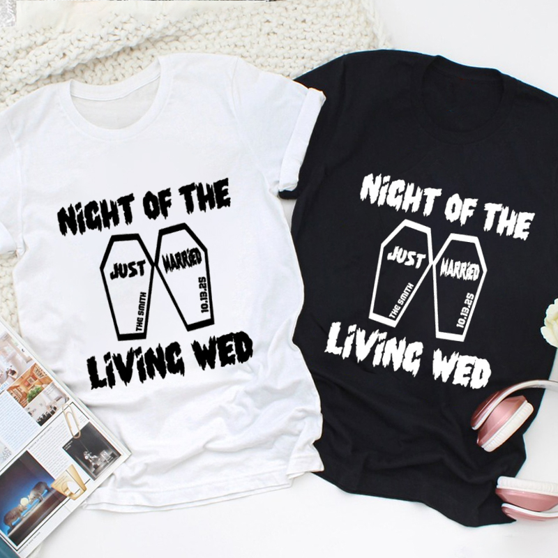 Personalized Spooky Night of the Living Wed Just Married Wedding Couple Classic T-Shirt
