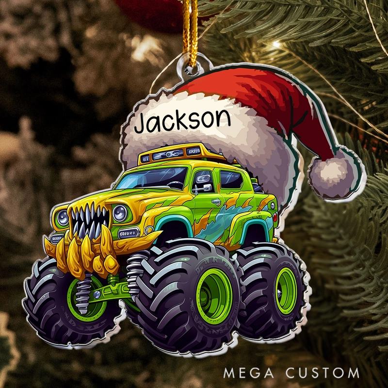 Personalized Monster Truck Christmas Hat Ornament Custom Name Christmas Tree Decoration Gifts