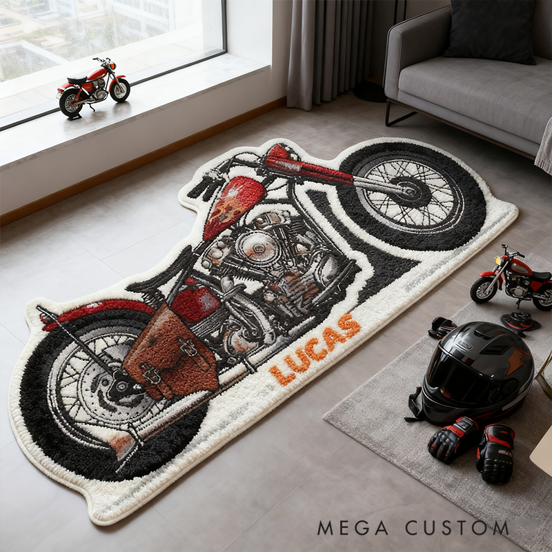 Personalized Motorcycle Doormat with Custom Name Design for Bikers and Motorcycle Fans