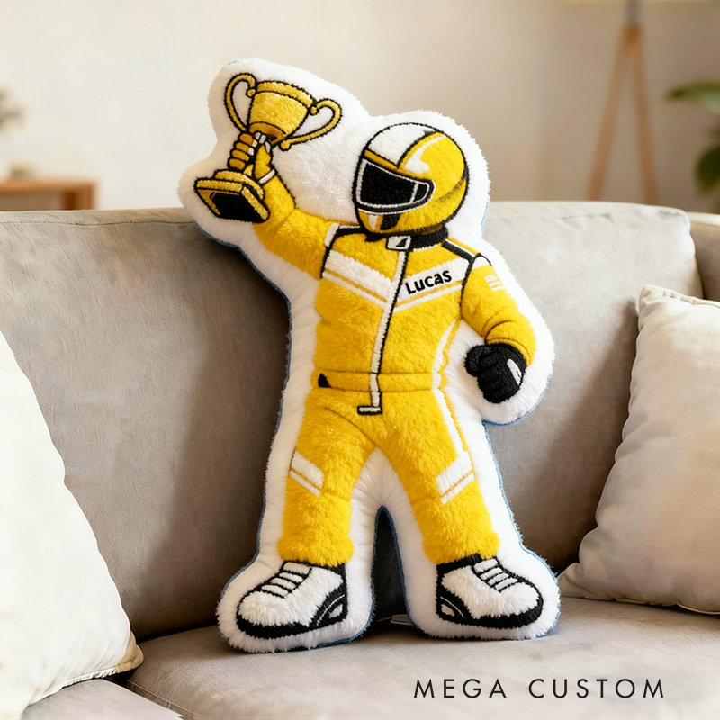 Personalized Award Racer Pillow Custom Name 3D Graphic Print Cushion Gift for Racers and Racing Lovers