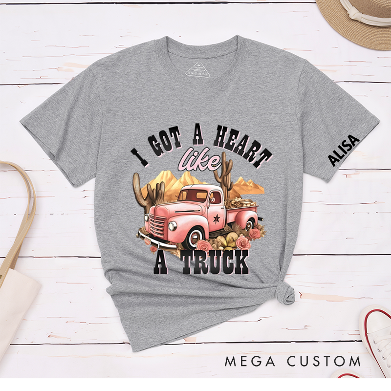 Personalized Classic T-Shirts Vintage Truck and Rustic Western-Inspired Design with Cactus and Floral Details Perfect for Country Lovers Gift