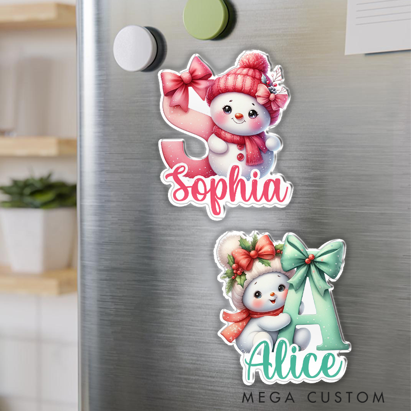 Personalized Cute Christmas Snowman Fridge Magnet Custom Kids Gift Christmas Gift