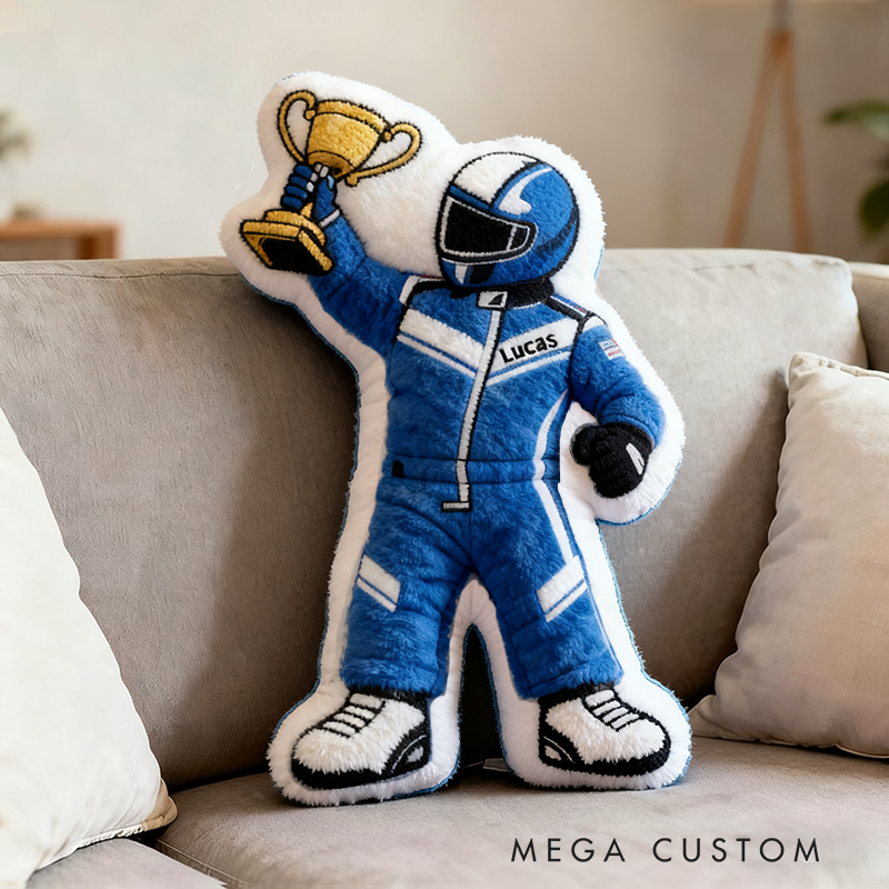 Personalized Award Racer Pillow Custom Name 3D Graphic Print Cushion Gift for Racers and Racing Lovers