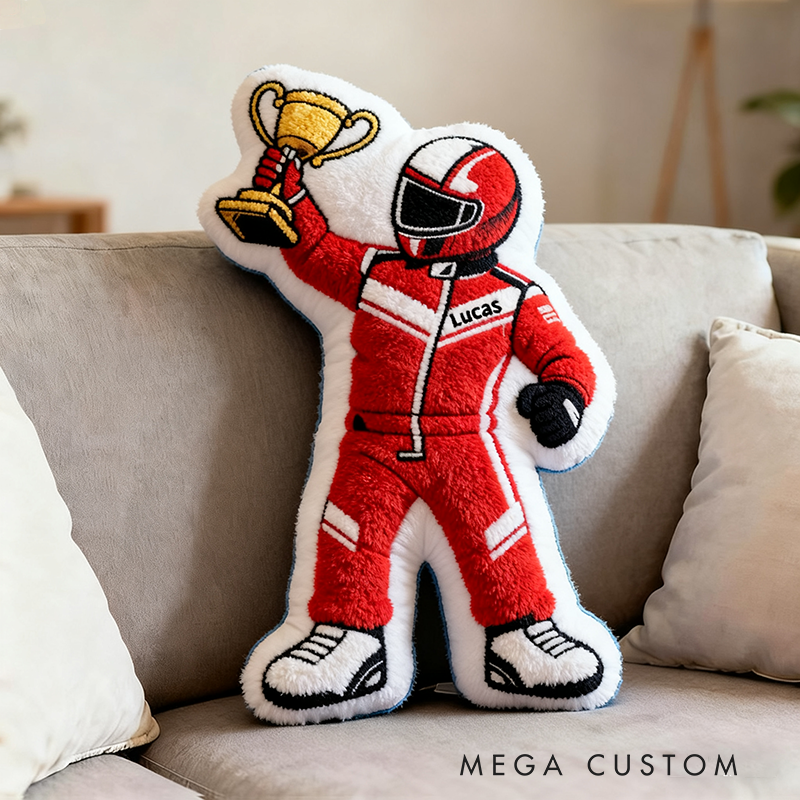 Personalized Award Racer Pillow Custom Name 3D Graphic Print Cushion Gift for Racers and Racing Lovers