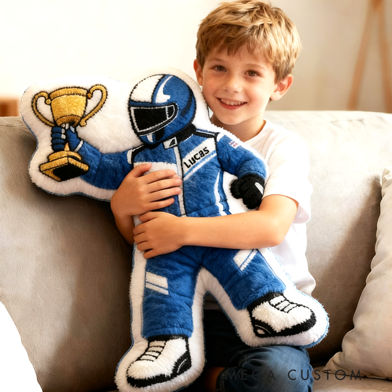 Personalized Award Racer Pillow Custom Name 3D Graphic Print Cushion Gift for Racers and Racing Lovers