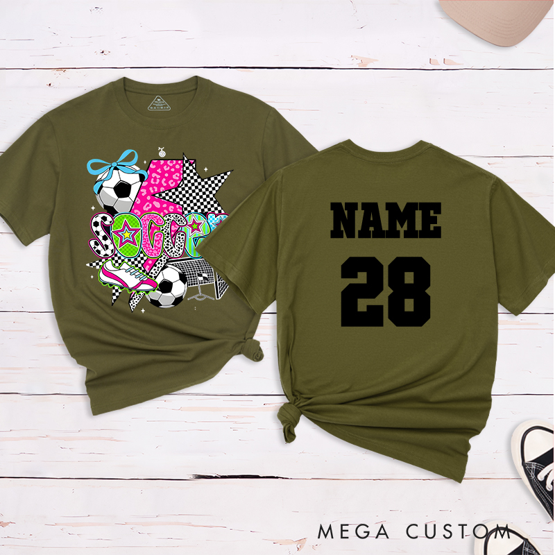 Personalized Star-Themed Soccer T-Shirt with Custom Name and Number