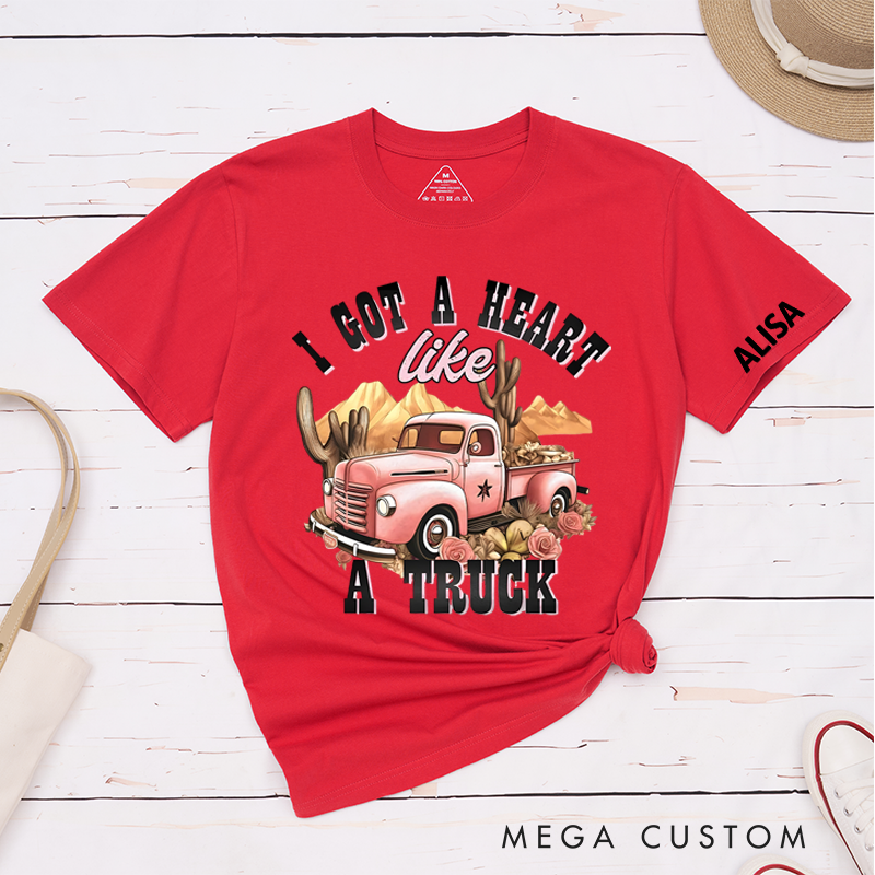 Personalized Classic T-Shirts Vintage Truck and Rustic Western-Inspired Design with Cactus and Floral Details Perfect for Country Lovers Gift