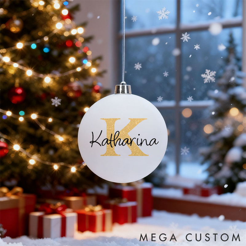 Personalized Stylishly Personalized Christmas Bauble with Initial letter for Family
