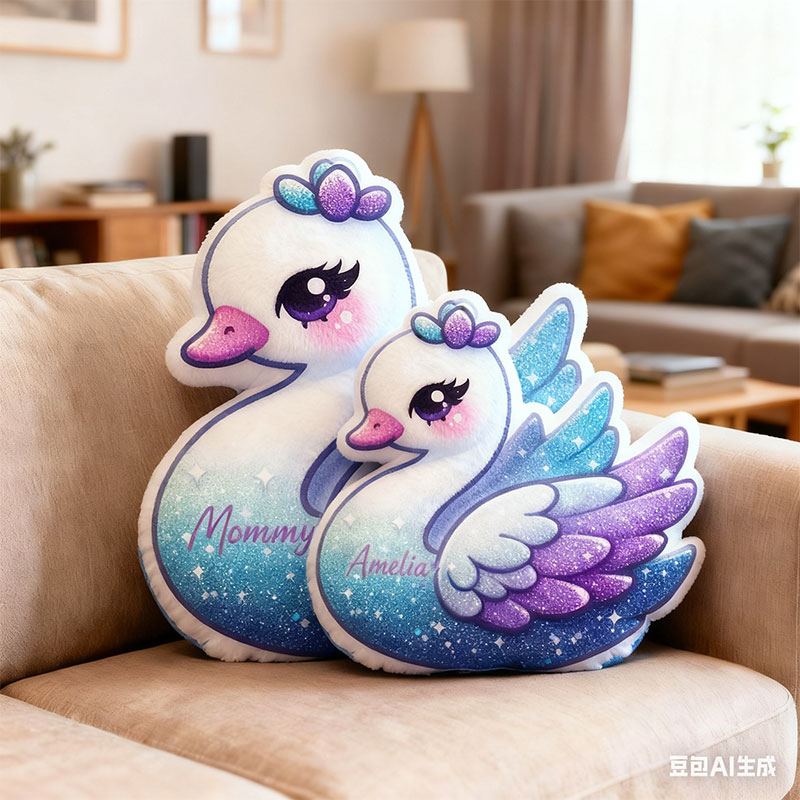 Personalized Graphic 3D Print Pillows Pillow, Custom Swan Pillow with Name for Family