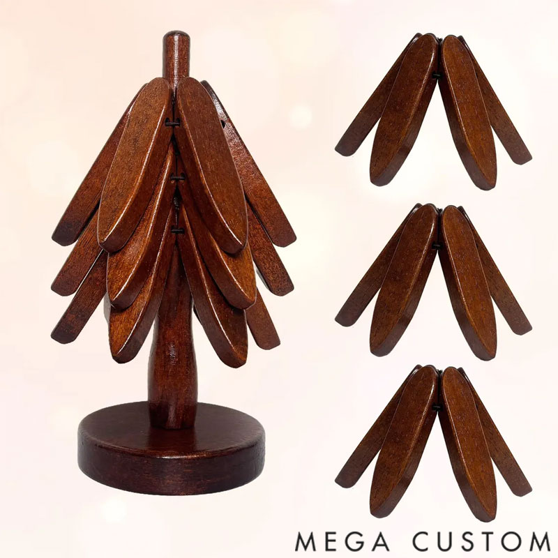 Personalized Wooden Trivet Collapsible Hot Dish Coaster Tree Design Gift for Family