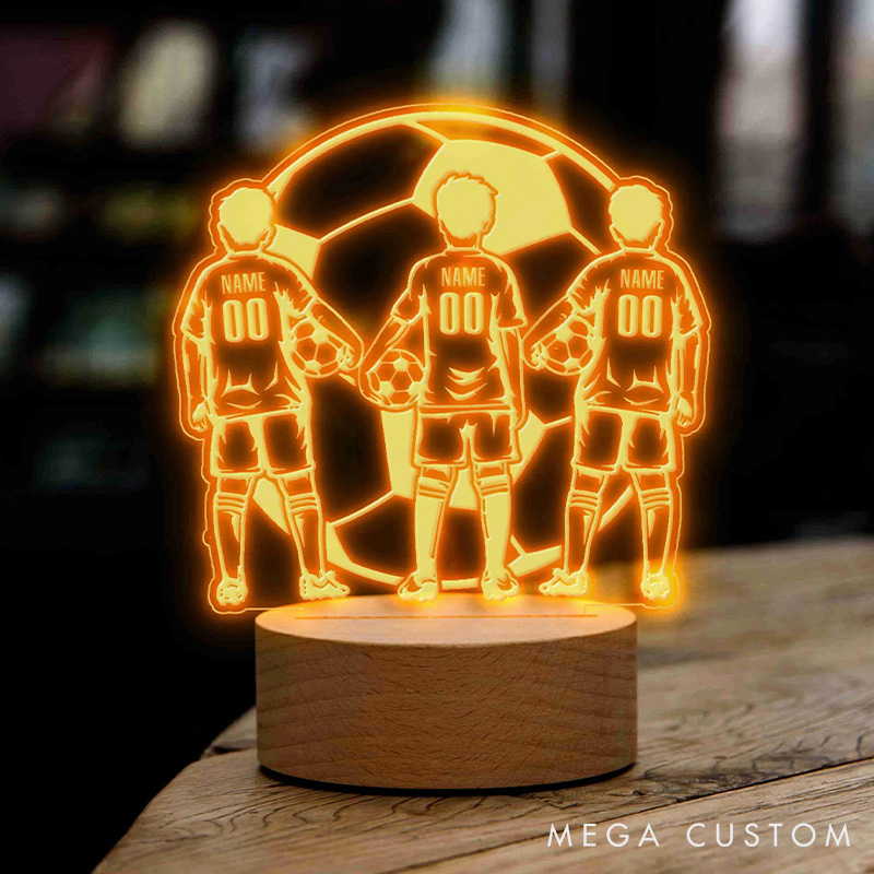 Personalized Soccer Team LED Night Light with Custom Name and Number for Fans
