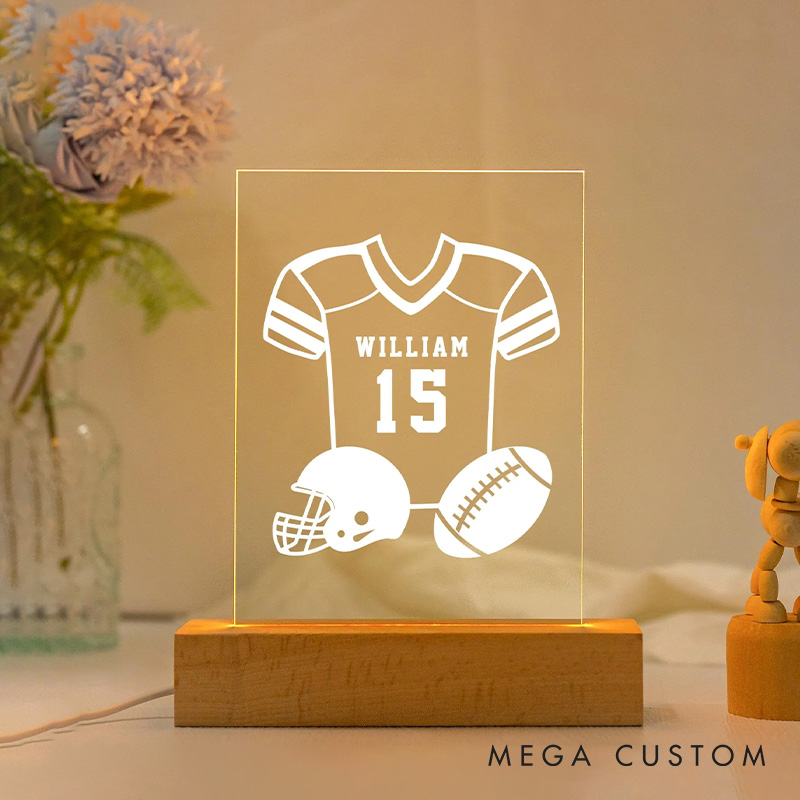 [Copy]Personalized American Football LED Night Light with Player Silhouette and Custom Name Design