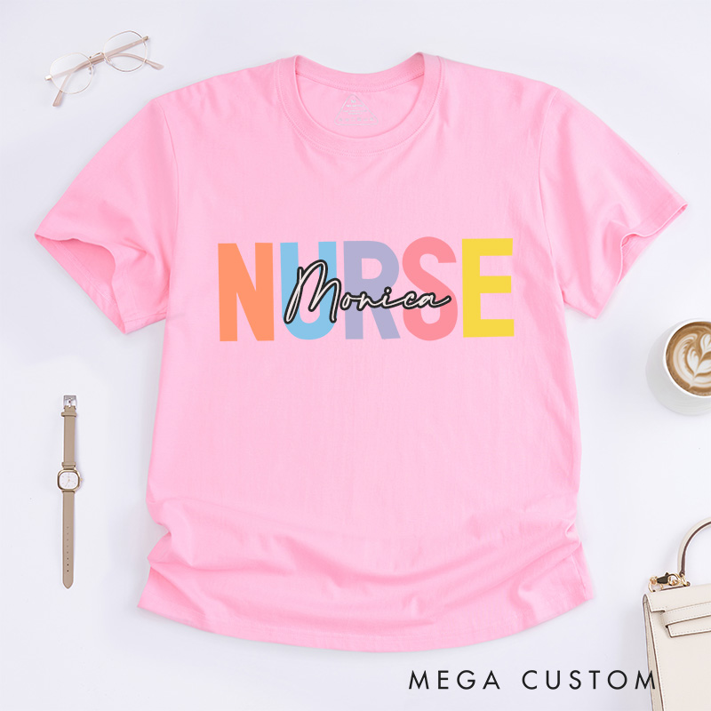 Personalized Nurse T-Shirts Colorful Nurse Pride Fashion Design T-Shirts