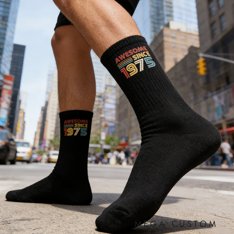 Personalized Awesome Socks Custom Year Design Socks Funny Gifts