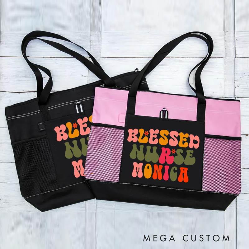 Personalized Nurse Tote Bag Custom Blessed Nurse Design Tote Bag Nurse Graduation Gifts 