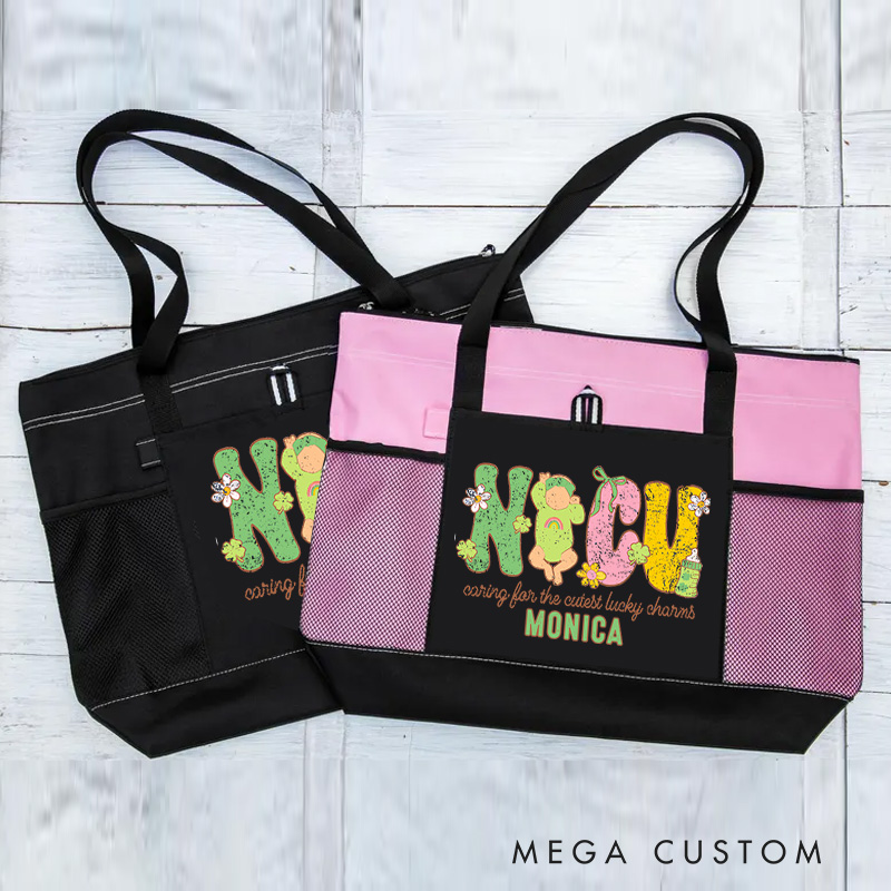 Personalized Nurse Tote Bag Custom Caring for the Cutest Lucky Charms Design Tote Bag Nurse Graduation Gifts 