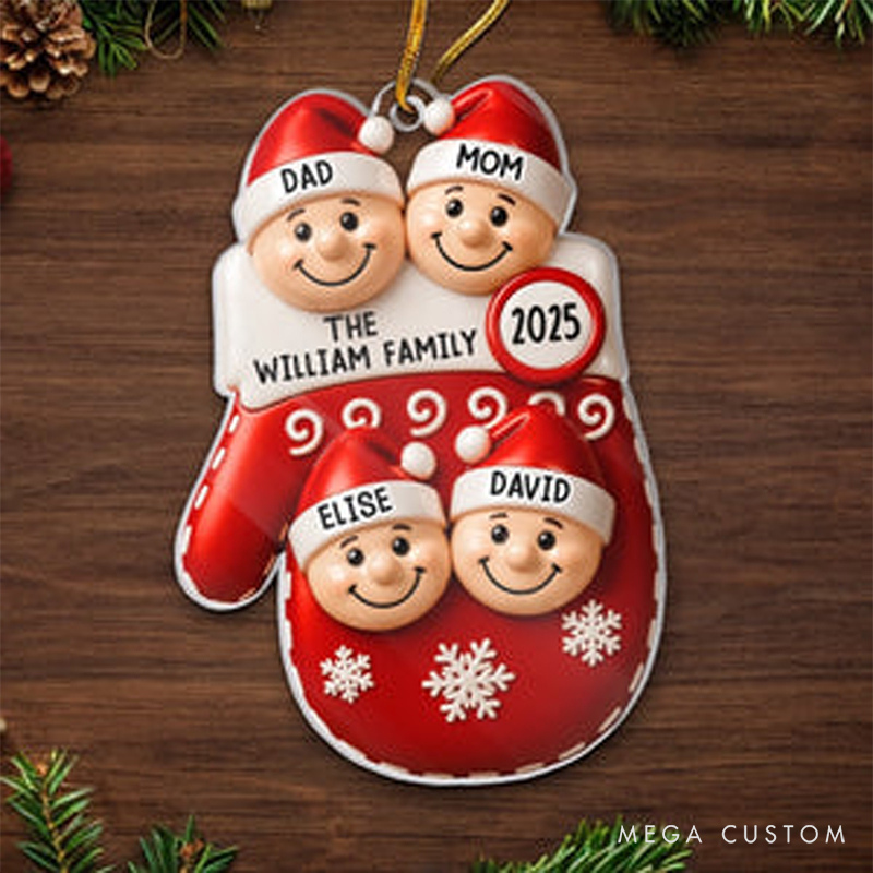 Personalized Acrylic gloves Shape Christmas Family Moments Theme Christmas Lovely Ornament 