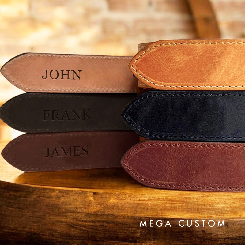 Personalized Leather Belt with Name Engraved Belt for Him Custom Belt for Men Groomsmen  Gifts