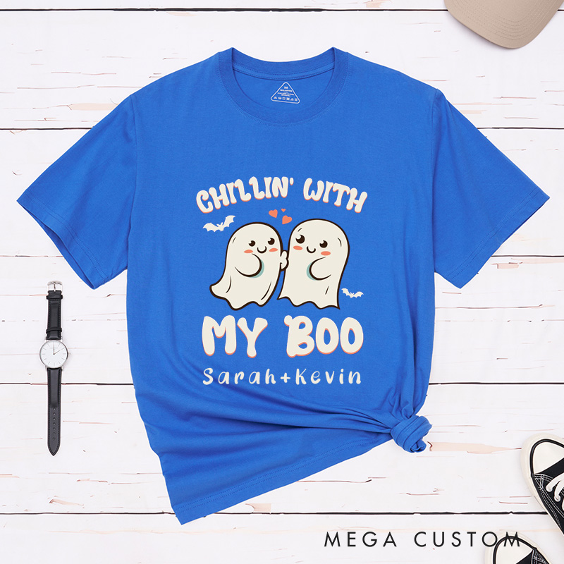 Personalized Chillin with My Boo Couple Matching T-Shirt Halloween Shirt For Him and Her