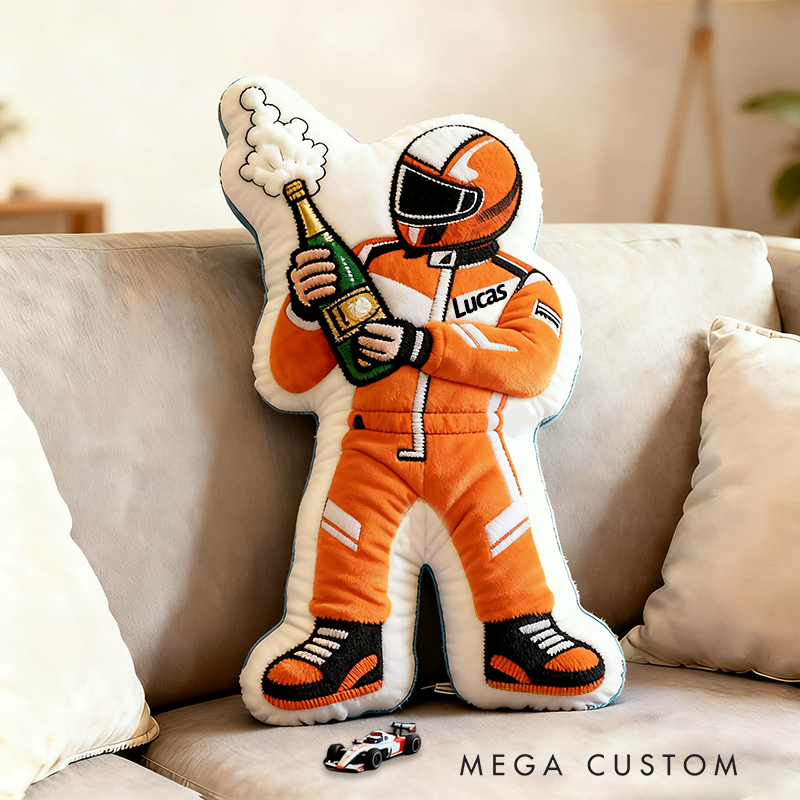 Personalized Champagne Champion Pillow Custom Name 3D Graphic Print Cushion Gift for Racers and Racing Lovers