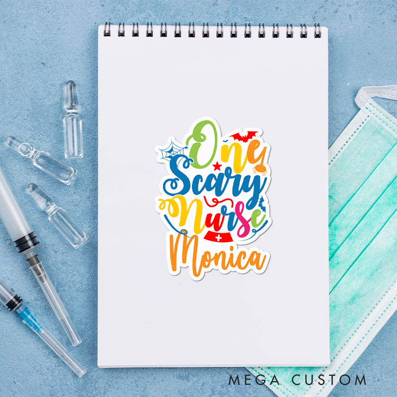 Personalized Nurse Stickers One Scary Nurse Personalized Sticker Funny Nurse Sticker Vinyl Die Cut Sticker