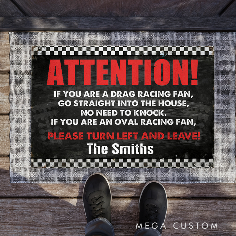 Personalized Doormat with Attention Design for Racers and Racing Lovers