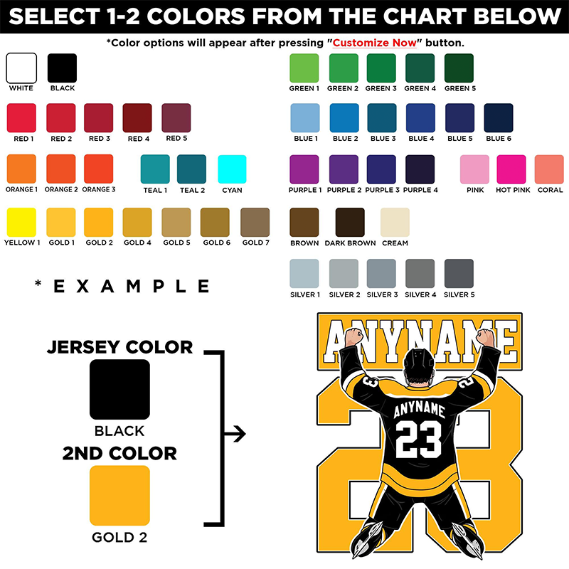 Personalized Ice Hockey Sticker Featuring Victory Pose and Player Name and Number