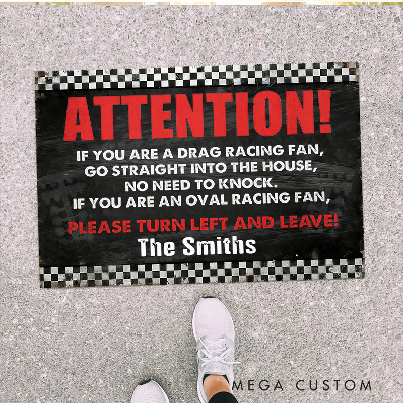 Personalized Doormat with Attention Design for Racers and Racing Lovers