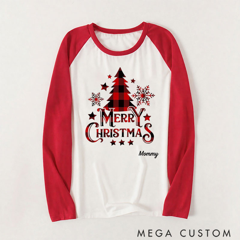 Personalized Christmas Plaid Tree Printed Family Matching Pajamas