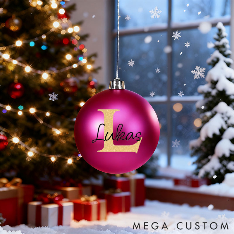 Personalized Stylishly Personalized Christmas Bauble with Initial letter for Family