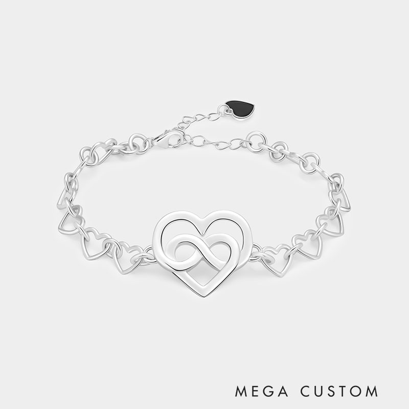 Heart-in-Heart Mother-Daughter Bracelet A Gift for Him   925 Sterling Silver Bracelet