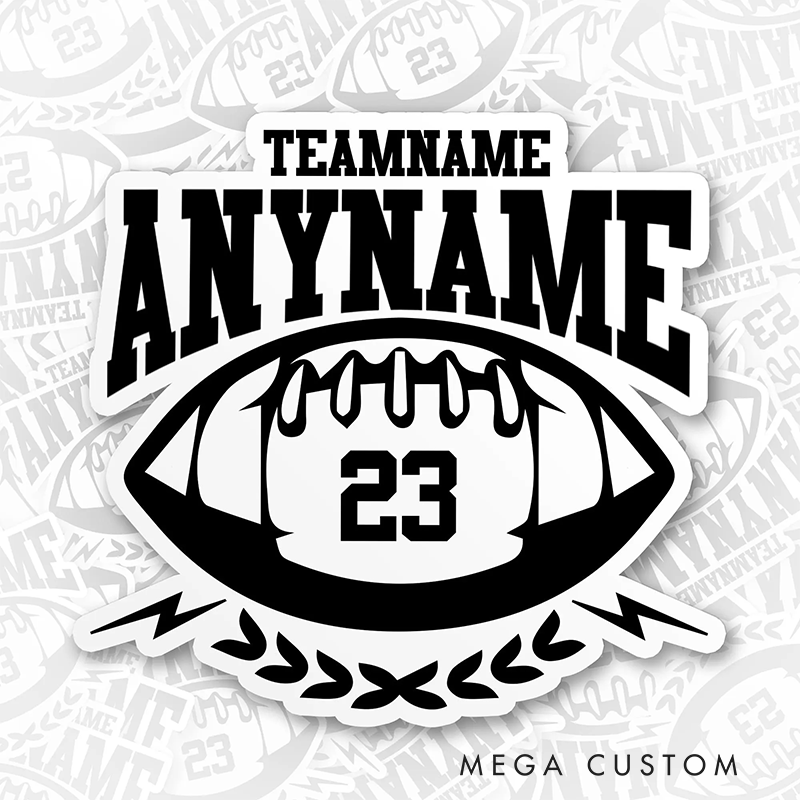 Personalized America Football and Rugby Sticker with Custom Team Name, Player Name and Number for Sport Lovers