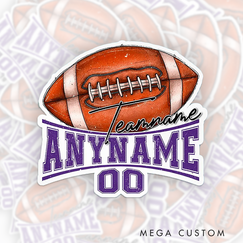 Personalized American Football and Rugby 3D Sticker – Customize with Team Name and Player Number