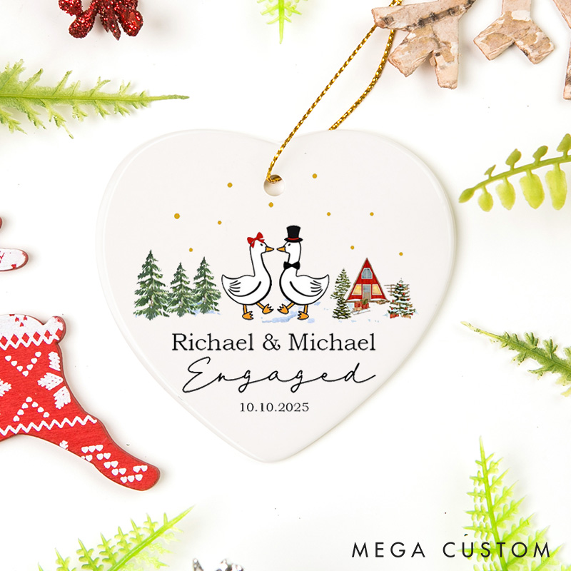Personalized Couple Engaged Christmas Ornament Funny Goose Couple Engaged Ornament Christmas Gift For New Couple