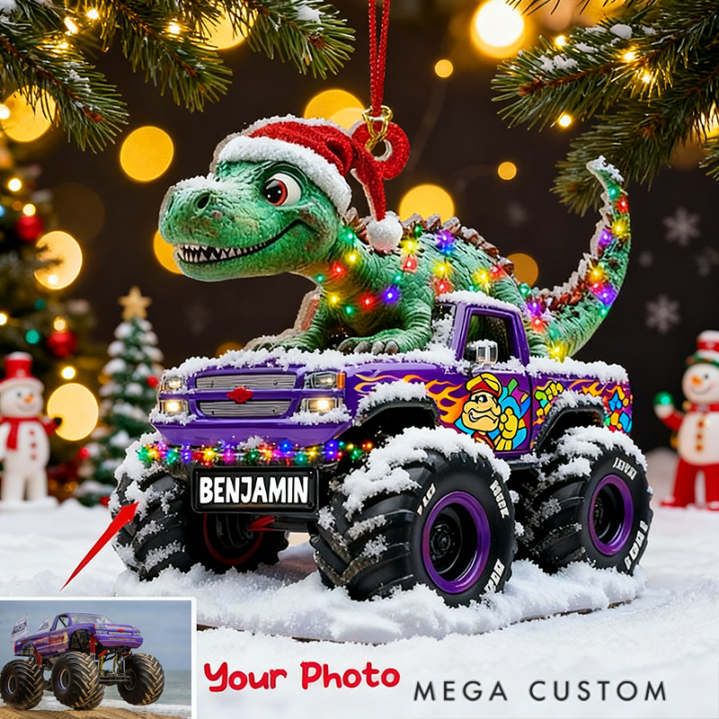 Personalized Dinosaur Truck Ornament Custom Name Christmas Tree Decoration Gifts