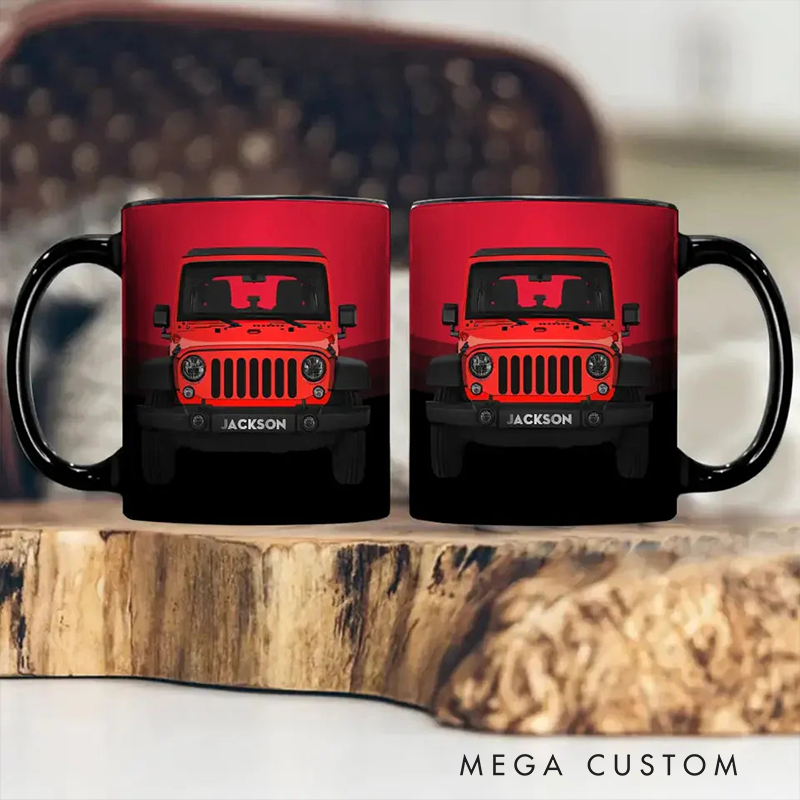Personalized Off-Road Car Black Mug Custom Name Mug Gifts