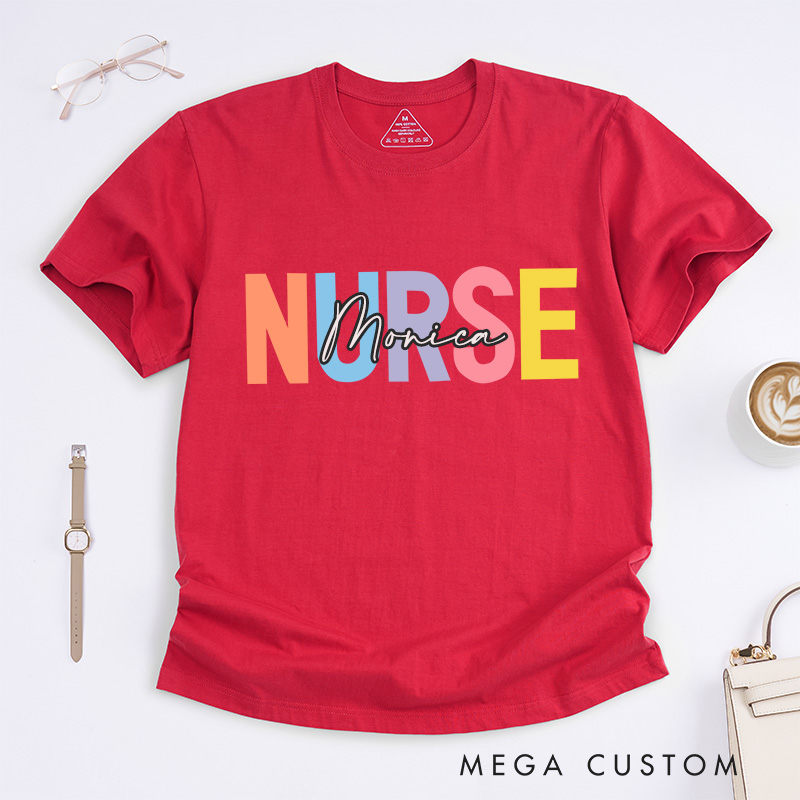 Personalized Nurse T-Shirts Colorful Nurse Pride Fashion Design T-Shirts