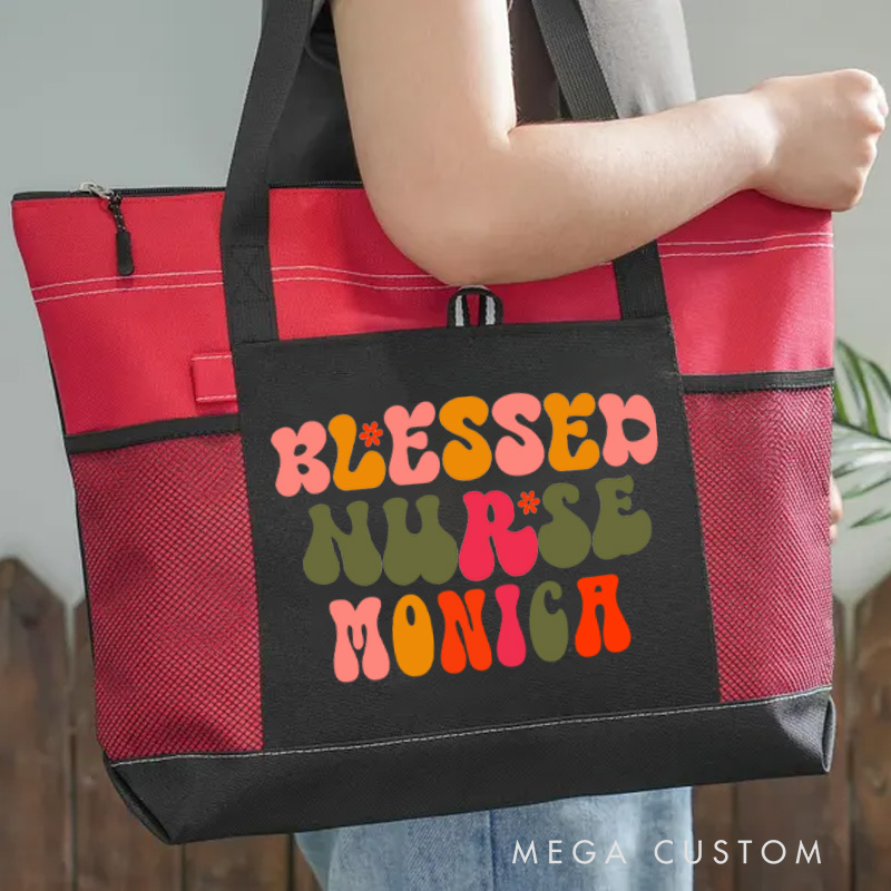 Personalized Nurse Tote Bag Custom Blessed Nurse Design Tote Bag Nurse Graduation Gifts 