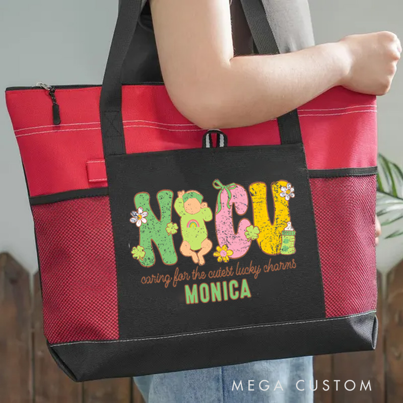 Personalized Nurse Tote Bag Custom Caring for the Cutest Lucky Charms Design Tote Bag Nurse Graduation Gifts 