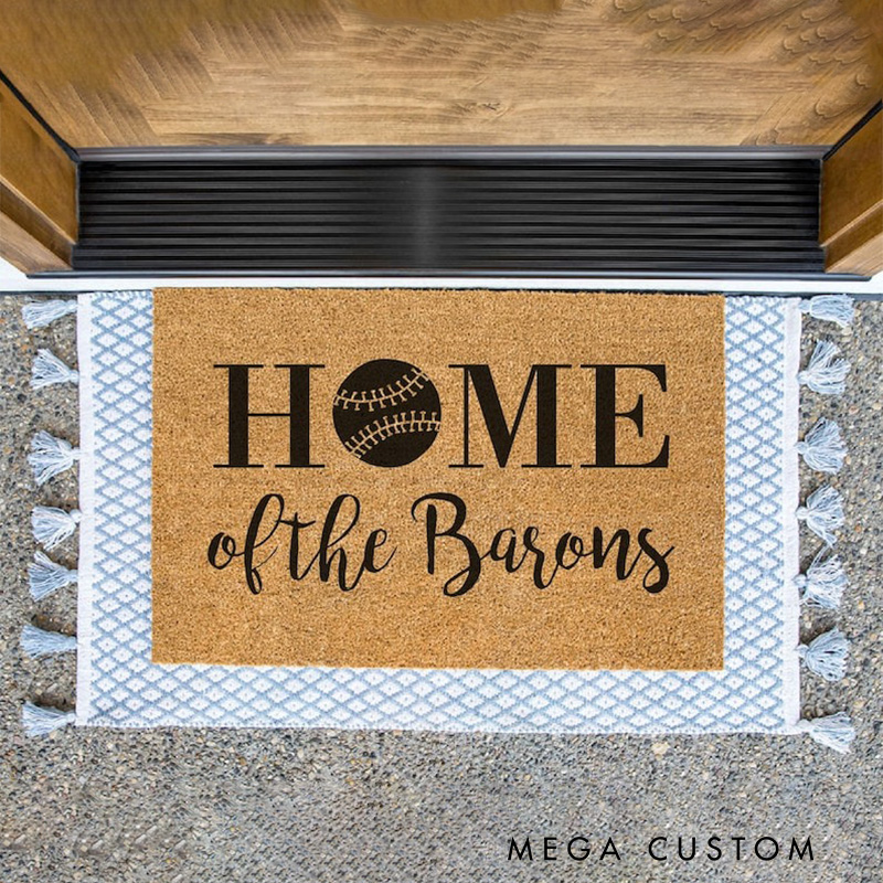 Personalized baseball Design Doormat with Custom Name for Sports Teams Entryway Decor Gift